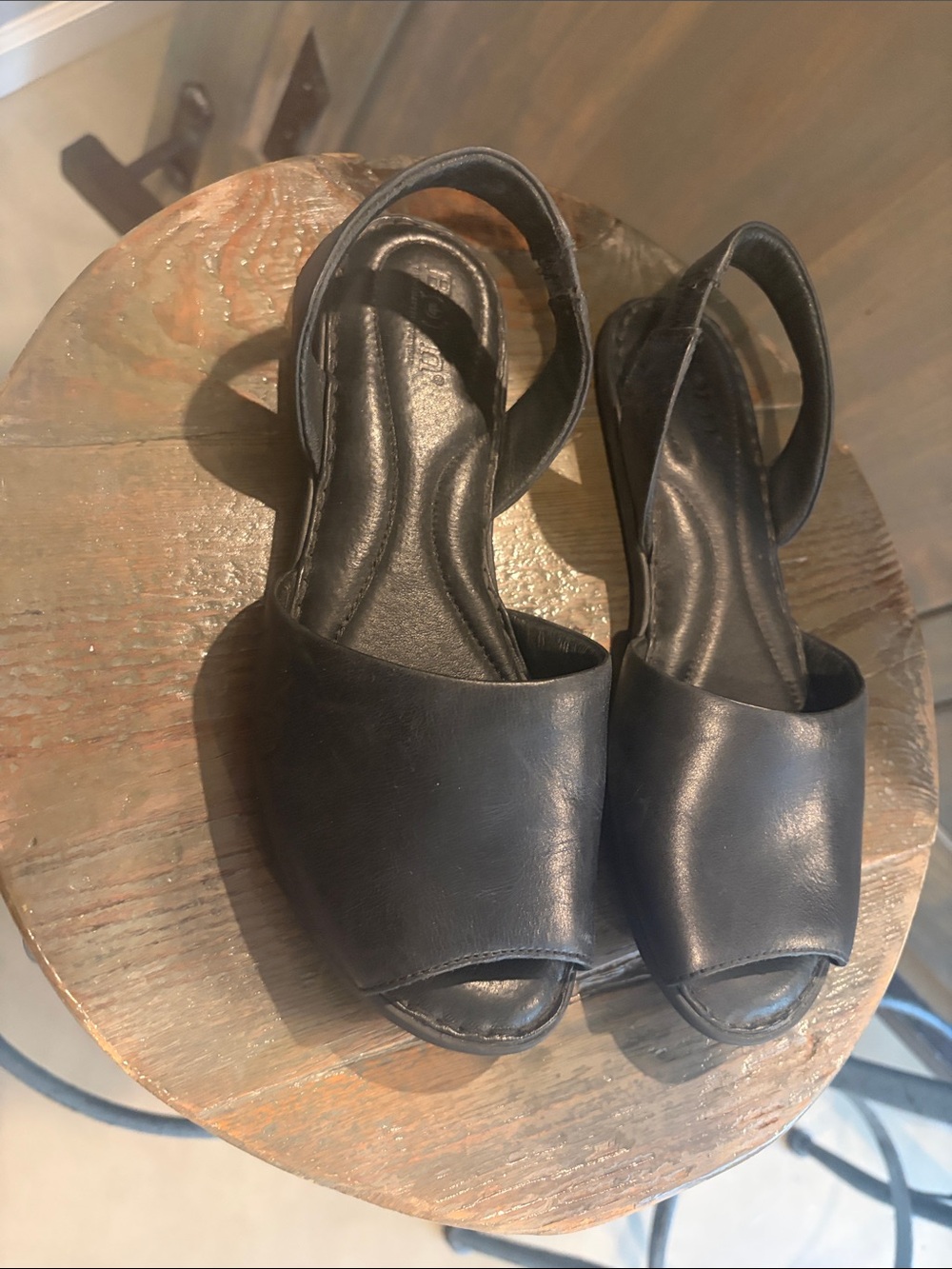 Born Black Open-Toe Slingback Sandals